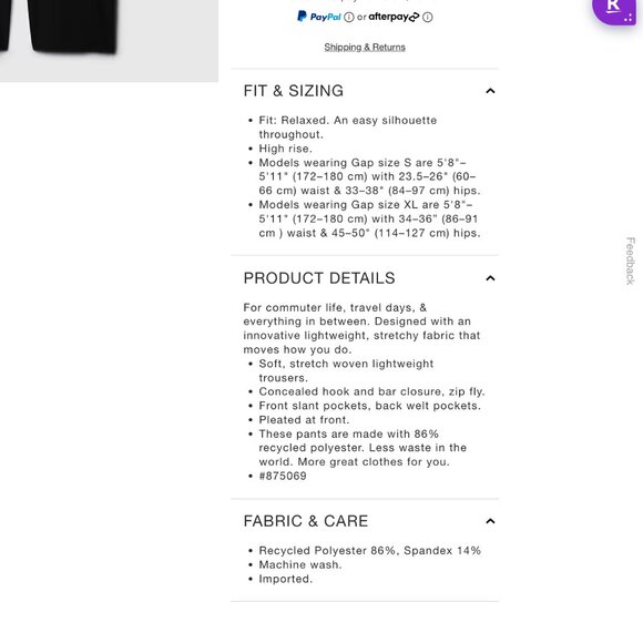 Gap GapFit High Rise Runaround Trousers NWT Medium Tall Black - Picture 3 of 6